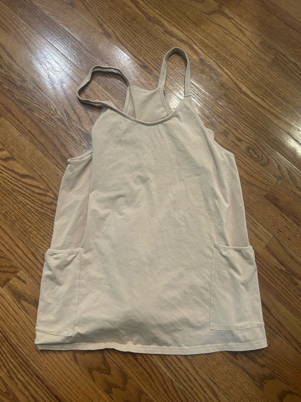Simple Cream Tank Top with Pockets